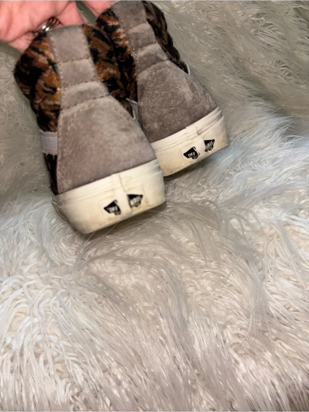 Vans High-Top Suede Sneakers with Leopard Panels - Brown